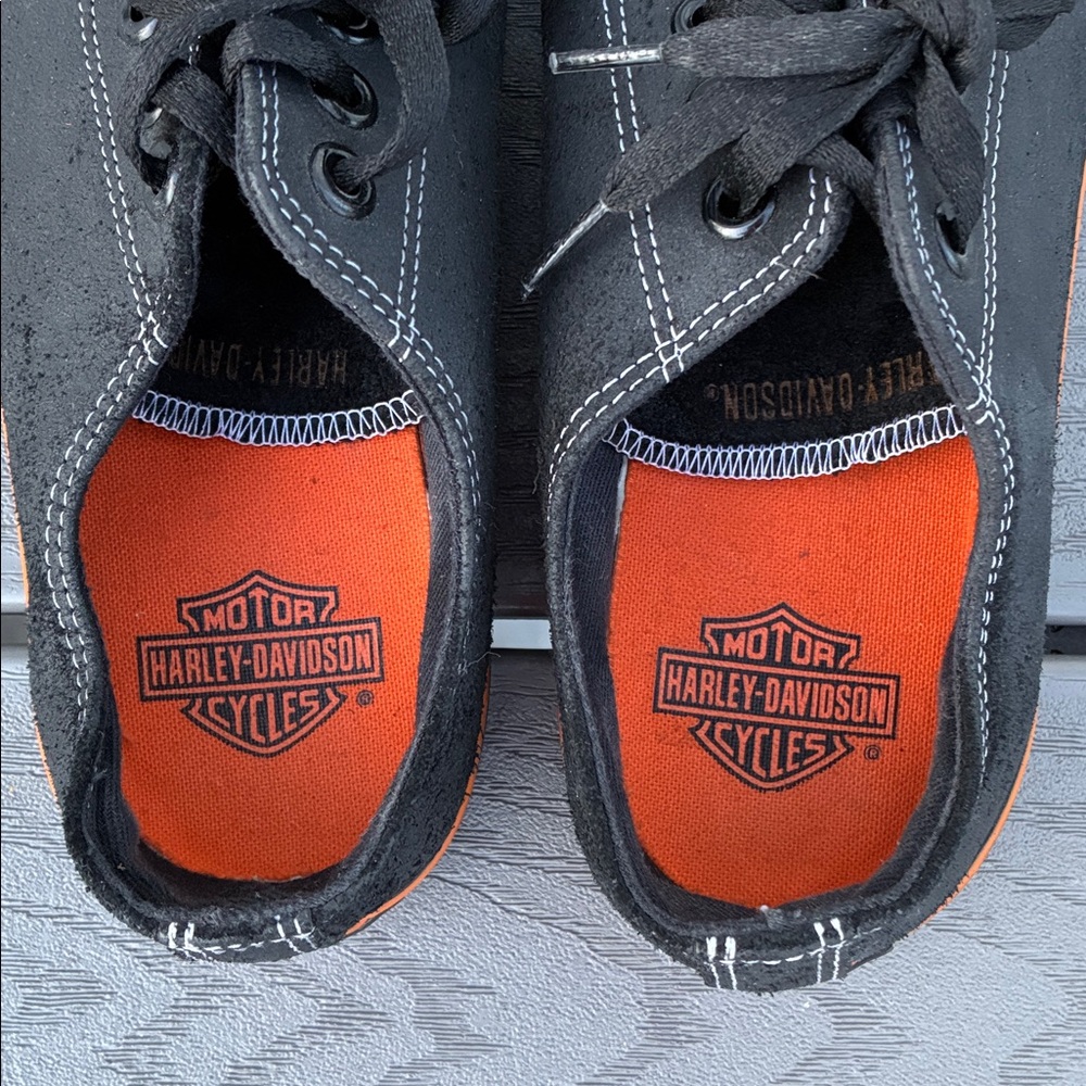 Harley-Davidson Women’s Zia Low Tops Sneakers Shoes Black & Orange Size 10 - Picture 7 of 11